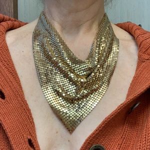 Gold tone chain mail necklace